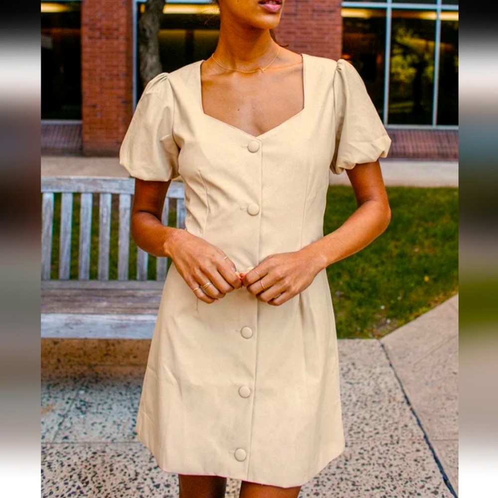NWOT Lulus Aiming to Achieve Vegan Leather puff sleeve Dress size XL